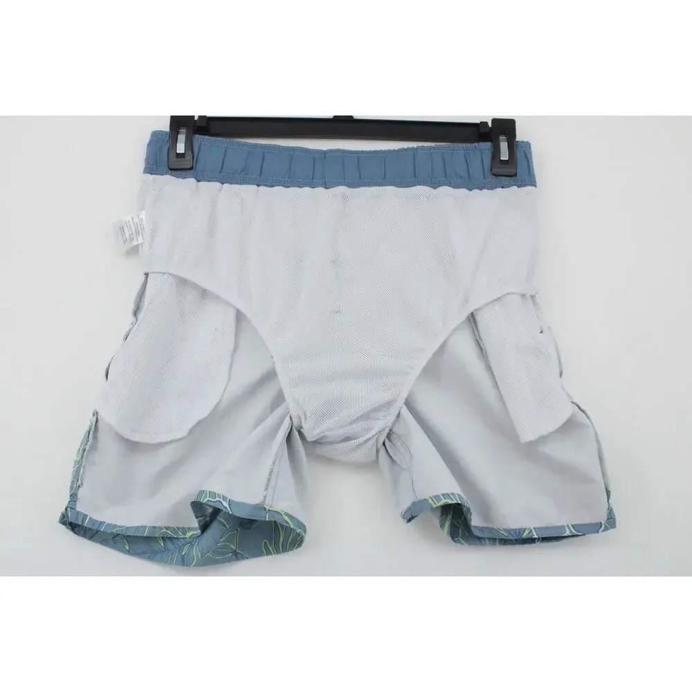 Laguna Originals Swim Trunks Shorts Mens Medium Blue Floral Mesh Lined Hawaiian